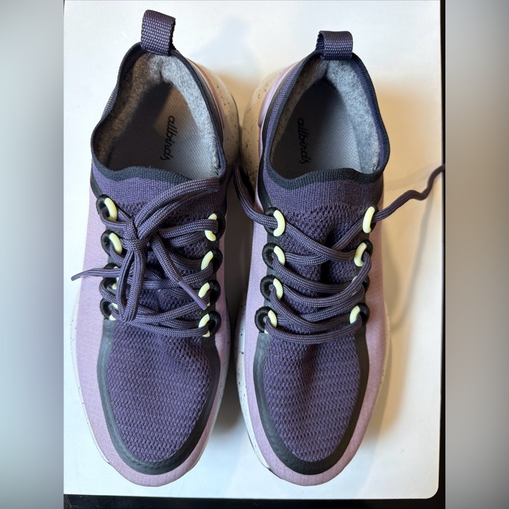 allbirds Men’s Purple Knit Athletic Sneakers with Pale Yellow Eyelets sz10 EUC
